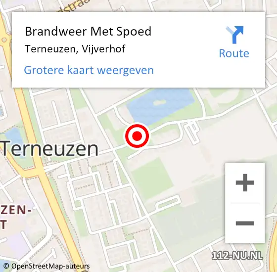 Locatie op kaart van de 112 melding: Brandweer Met Spoed Naar Terneuzen, Vijverhof op 7 juni 2016 21:01