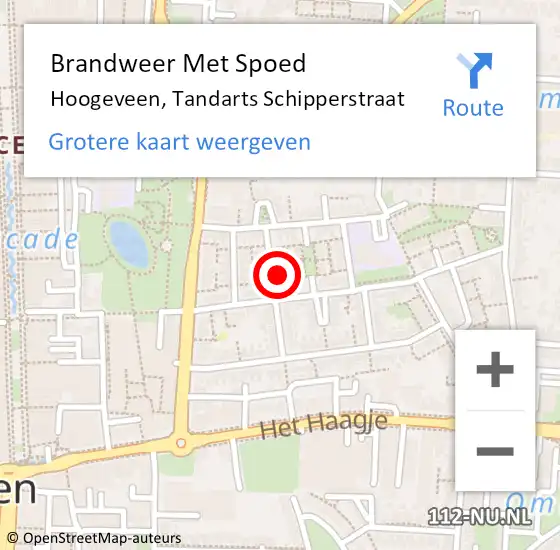 Locatie op kaart van de 112 melding: Brandweer Met Spoed Naar Hoogeveen, Tandarts Schipperstraat op 7 juni 2016 21:43