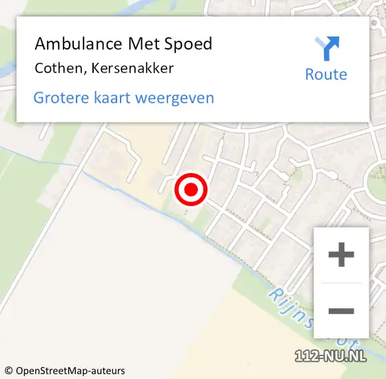 Locatie op kaart van de 112 melding: Ambulance Met Spoed Naar Cothen, Kersenakker op 7 juni 2016 22:08