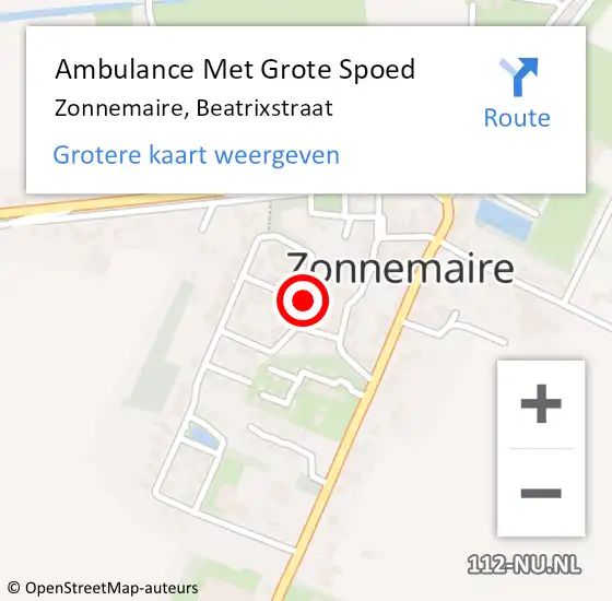 Locatie op kaart van de 112 melding: Ambulance Met Grote Spoed Naar Zonnemaire, Beatrixstraat op 7 juni 2016 22:15