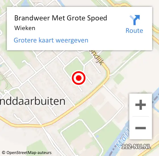 Locatie op kaart van de 112 melding: Brandweer Met Grote Spoed Naar Wieken op 8 juni 2016 01:04