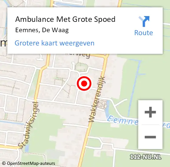 Locatie op kaart van de 112 melding: Ambulance Met Grote Spoed Naar Eemnes, De Waag op 8 juni 2016 01:41