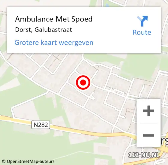 Locatie op kaart van de 112 melding: Ambulance Met Spoed Naar Dorst, Galubastraat op 8 juni 2016 03:16