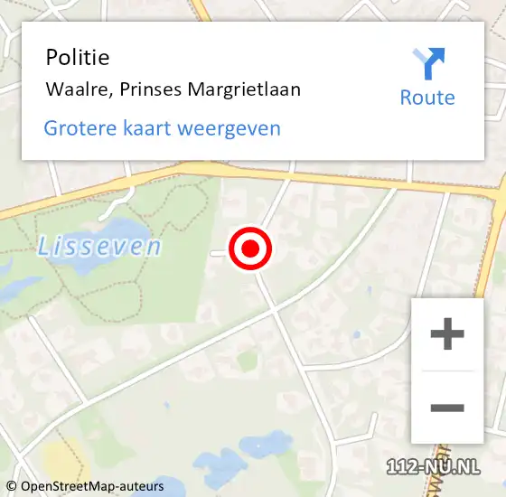 Locatie op kaart van de 112 melding: Politie Waalre, Prinses Margrietlaan op 8 juni 2016 07:16