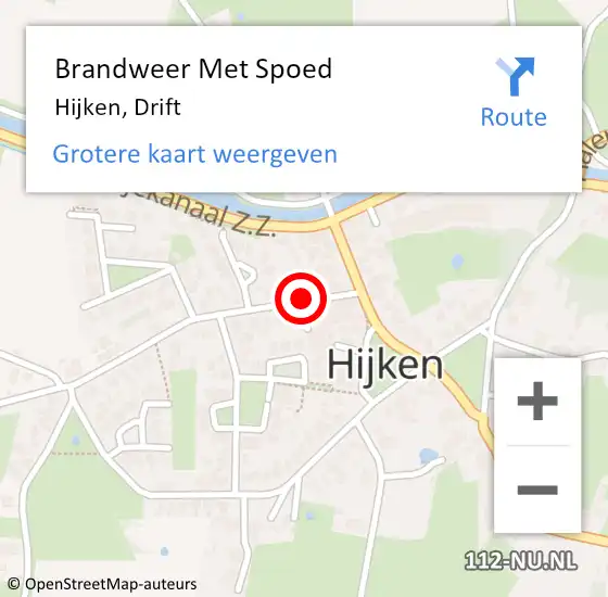 Locatie op kaart van de 112 melding: Brandweer Met Spoed Naar Hijken, Drift op 8 juni 2016 08:02