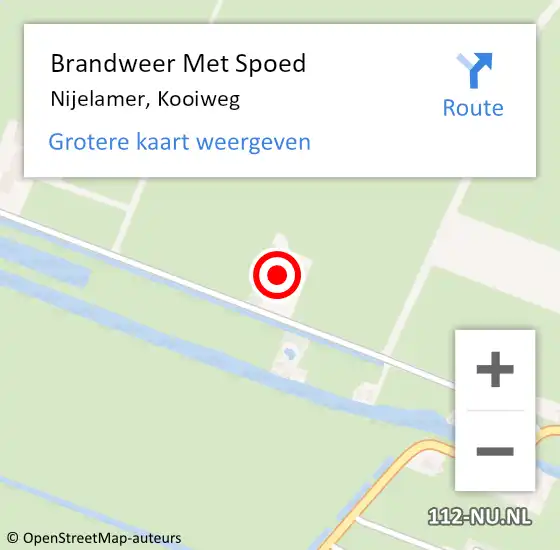 Locatie op kaart van de 112 melding: Brandweer Met Spoed Naar Nijelamer, Kooiweg op 8 juni 2016 08:08