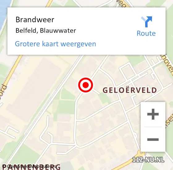 Locatie op kaart van de 112 melding: Brandweer Belfeld, Blauwwater op 8 juni 2016 08:28