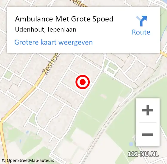 Locatie op kaart van de 112 melding: Ambulance Met Grote Spoed Naar Udenhout, Iepenlaan op 8 juni 2016 09:12