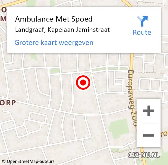 Locatie op kaart van de 112 melding: Ambulance Met Spoed Naar Landgraaf, Kapelaan Jaminstraat op 17 december 2013 15:21