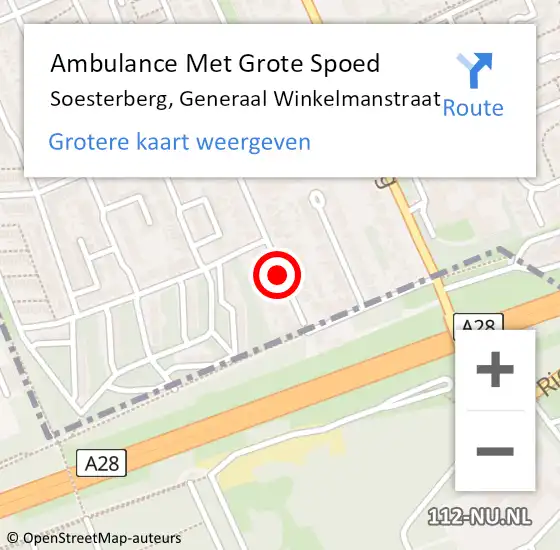 Locatie op kaart van de 112 melding: Ambulance Met Grote Spoed Naar Soesterberg, Generaal Winkelmanstraat op 8 juni 2016 10:54