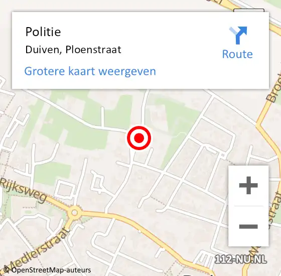 Locatie op kaart van de 112 melding: Politie Duiven, Ploenstraat op 8 juni 2016 12:38