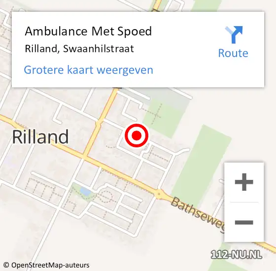 Locatie op kaart van de 112 melding: Ambulance Met Spoed Naar Rilland, Swaanhilstraat op 8 juni 2016 12:52