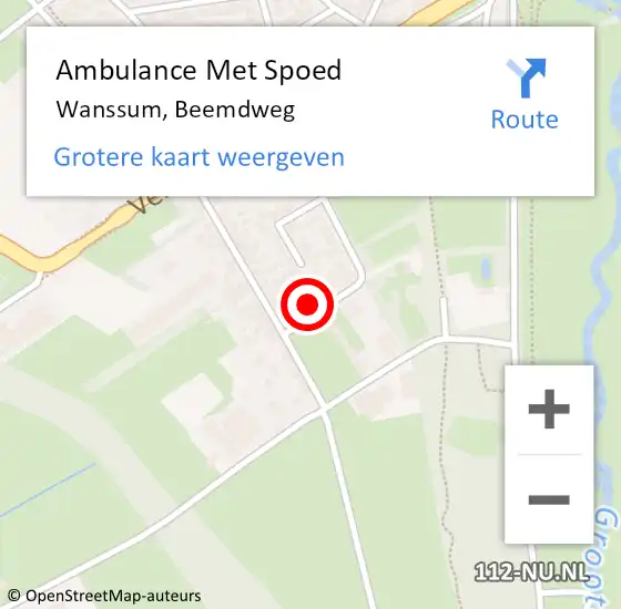 Locatie op kaart van de 112 melding: Ambulance Met Spoed Naar Wanssum, Beemdweg op 8 juni 2016 12:53