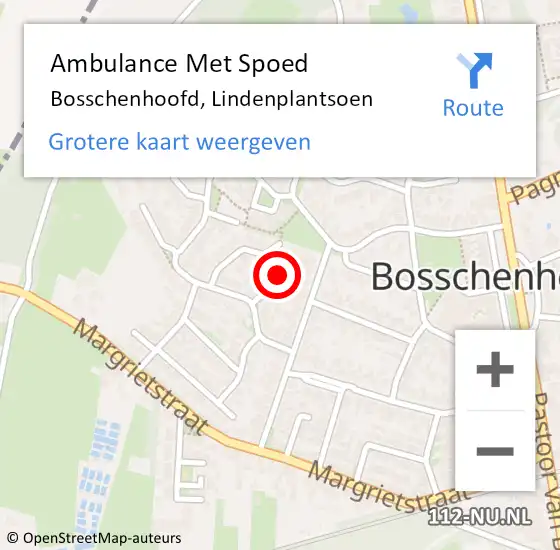 Locatie op kaart van de 112 melding: Ambulance Met Spoed Naar Bosschenhoofd, Lindenplantsoen op 8 juni 2016 13:44