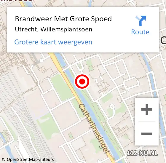 Locatie op kaart van de 112 melding: Brandweer Met Grote Spoed Naar Utrecht, Willemsplantsoen op 8 juni 2016 13:55