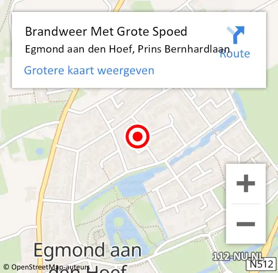 Locatie op kaart van de 112 melding: Brandweer Met Grote Spoed Naar Egmond aan den Hoef, Prins Bernhardlaan op 8 juni 2016 14:35