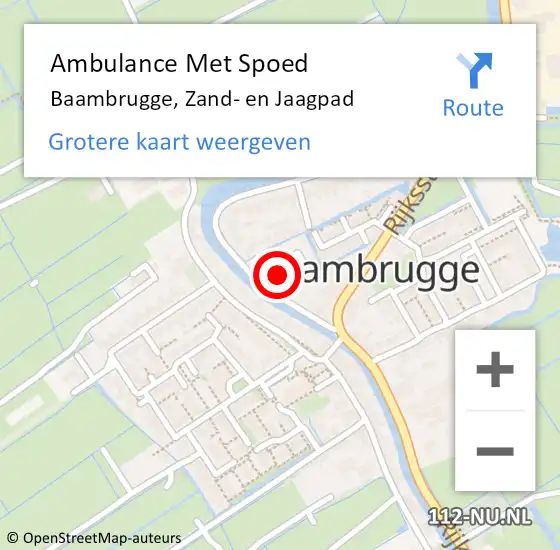 Locatie op kaart van de 112 melding: Ambulance Met Spoed Naar Baambrugge, Zand- en Jaagpad op 8 juni 2016 14:36