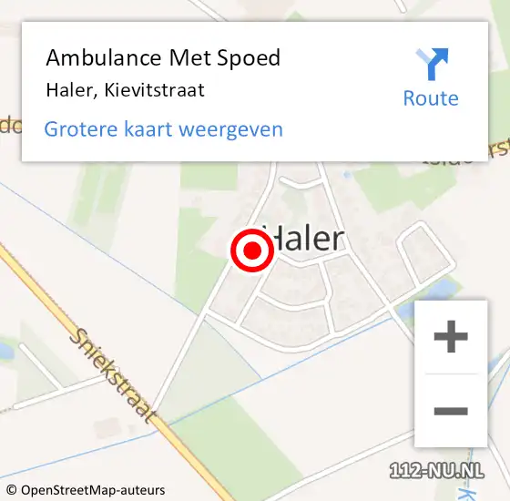 Locatie op kaart van de 112 melding: Ambulance Met Spoed Naar Haler, Kievitstraat op 8 juni 2016 14:37