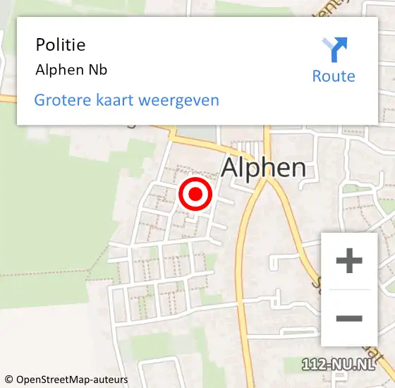 Locatie op kaart van de 112 melding: Politie Alphen Nb op 8 juni 2016 14:52