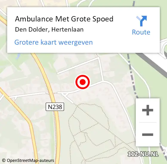 Locatie op kaart van de 112 melding: Ambulance Met Grote Spoed Naar Den Dolder, Hertenlaan op 17 december 2013 15:54