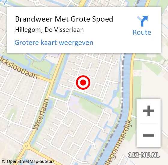 Locatie op kaart van de 112 melding: Brandweer Met Grote Spoed Naar Hillegom, De Visserlaan op 8 juni 2016 15:41