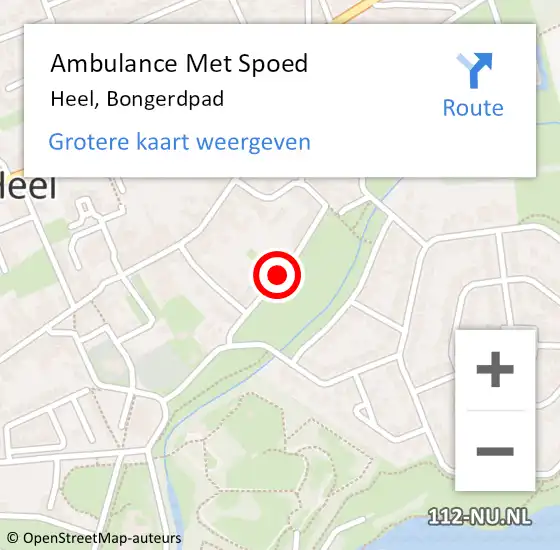 Locatie op kaart van de 112 melding: Ambulance Met Spoed Naar Heel, Bongerdpad op 8 juni 2016 15:59
