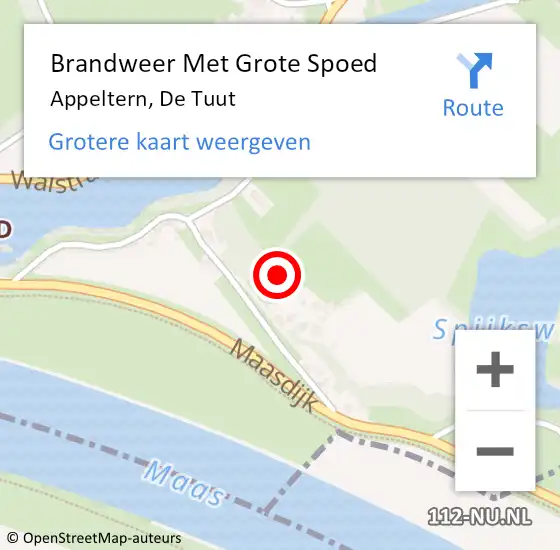 Locatie op kaart van de 112 melding: Brandweer Met Grote Spoed Naar Appeltern, De Tuut op 8 juni 2016 16:22