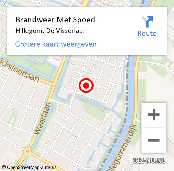 Locatie op kaart van de 112 melding: Brandweer Met Spoed Naar Hillegom, De Visserlaan op 8 juni 2016 16:34