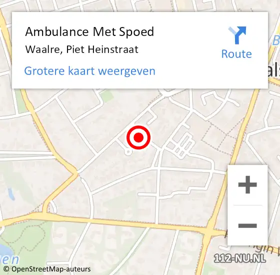 Locatie op kaart van de 112 melding: Ambulance Met Spoed Naar Waalre, Piet Heinstraat op 8 juni 2016 17:21