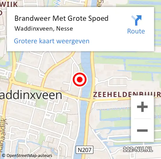 Locatie op kaart van de 112 melding: Brandweer Met Grote Spoed Naar Waddinxveen, Nesse op 8 juni 2016 17:43