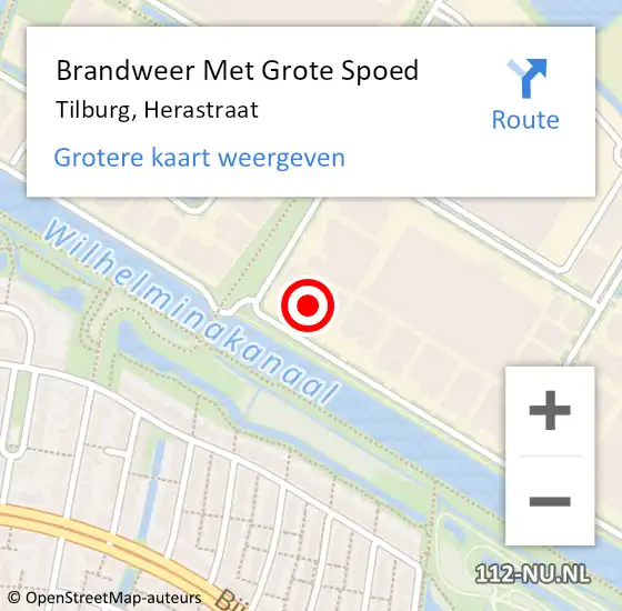 Locatie op kaart van de 112 melding: Brandweer Met Grote Spoed Naar Tilburg, Herastraat op 8 juni 2016 18:25