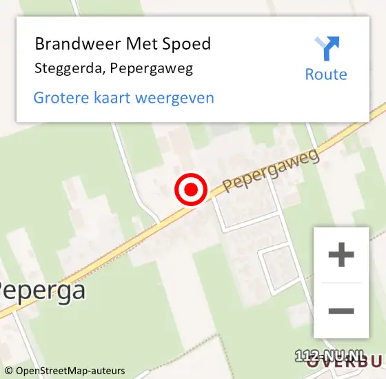 Locatie op kaart van de 112 melding: Brandweer Met Spoed Naar Steggerda, Pepergaweg op 8 juni 2016 19:39