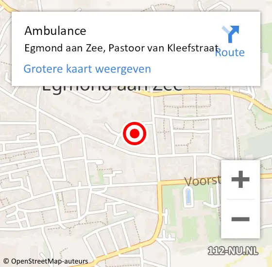 Locatie op kaart van de 112 melding: Ambulance Egmond aan Zee, Pastoor van Kleefstraat op 16 september 2013 12:36