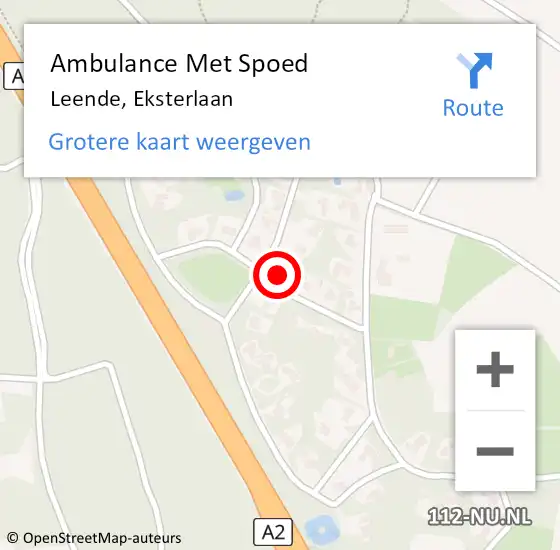 Locatie op kaart van de 112 melding: Ambulance Met Spoed Naar Leende, Eksterlaan op 8 juni 2016 21:40