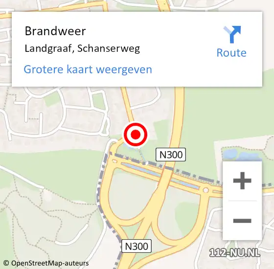 Locatie op kaart van de 112 melding: Brandweer Landgraaf, Schanserweg op 8 juni 2016 21:48