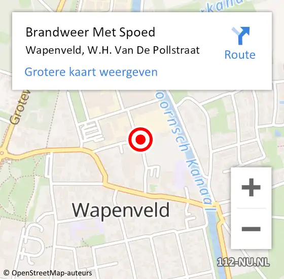 Locatie op kaart van de 112 melding: Brandweer Met Spoed Naar Wapenveld, W.H. Van De Pollstraat op 8 juni 2016 22:23