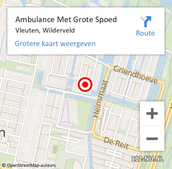 Locatie op kaart van de 112 melding: Ambulance Met Grote Spoed Naar Vleuten, Wilderveld op 8 juni 2016 22:33