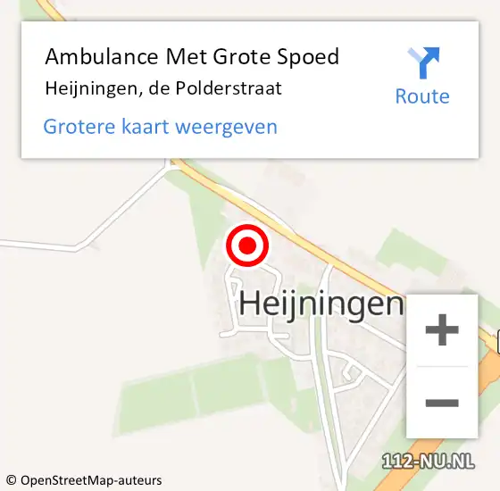 Locatie op kaart van de 112 melding: Ambulance Met Grote Spoed Naar Heijningen, de Polderstraat op 8 juni 2016 23:30