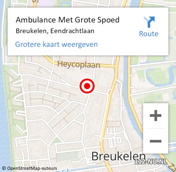 Locatie op kaart van de 112 melding: Ambulance Met Grote Spoed Naar Breukelen, Eendrachtlaan op 9 juni 2016 01:05