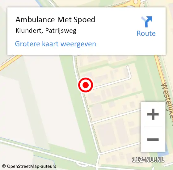 Locatie op kaart van de 112 melding: Ambulance Met Spoed Naar Klundert, Patrijsweg op 9 juni 2016 02:29