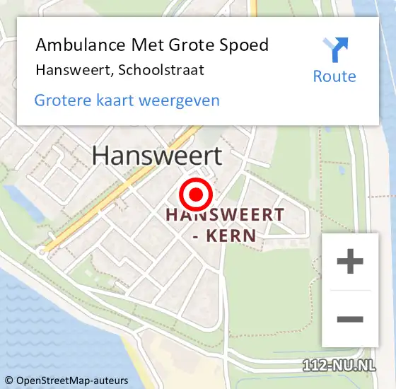 Locatie op kaart van de 112 melding: Ambulance Met Grote Spoed Naar Hansweert, Schoolstraat op 9 juni 2016 03:02