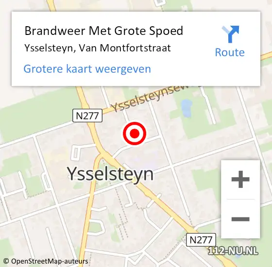 Locatie op kaart van de 112 melding: Brandweer Met Grote Spoed Naar Ysselsteyn, Van Montfortstraat op 9 juni 2016 05:06