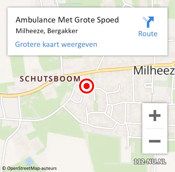 Locatie op kaart van de 112 melding: Ambulance Met Grote Spoed Naar Milheeze, Bergakker op 9 juni 2016 07:43