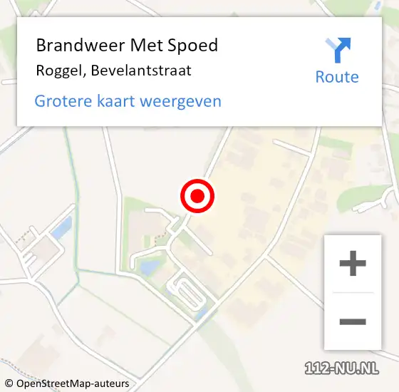 Locatie op kaart van de 112 melding: Brandweer Met Spoed Naar Roggel, Bevelantstraat op 9 juni 2016 07:54