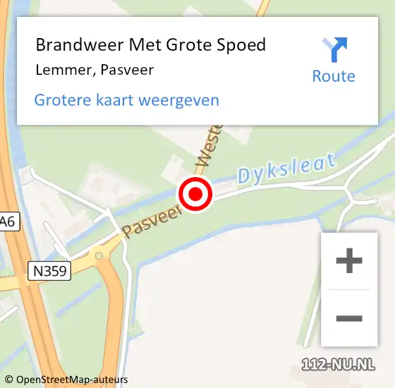 Locatie op kaart van de 112 melding: Brandweer Met Grote Spoed Naar Lemmer, Pasveer op 9 juni 2016 08:56