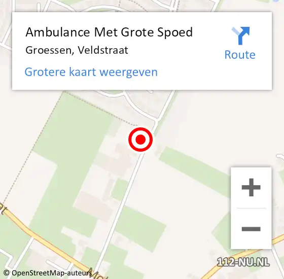 Locatie op kaart van de 112 melding: Ambulance Met Grote Spoed Naar Groessen, Veldstraat op 9 juni 2016 10:10