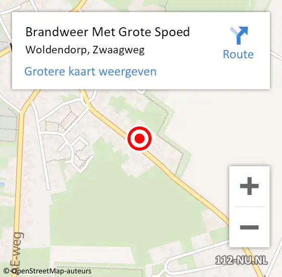 Locatie op kaart van de 112 melding: Brandweer Met Grote Spoed Naar Woldendorp, Zwaagweg op 9 juni 2016 10:23