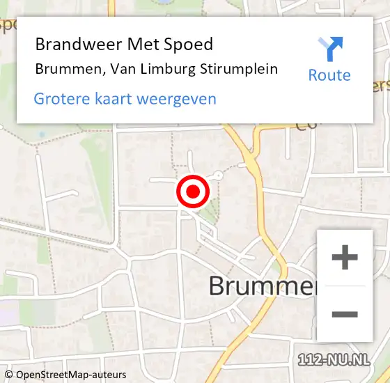 Locatie op kaart van de 112 melding: Brandweer Met Spoed Naar Brummen, Van Limburg Stirumplein op 17 december 2013 16:32