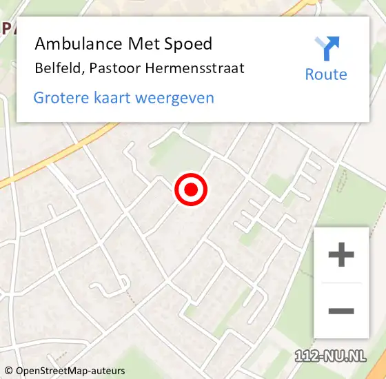 Locatie op kaart van de 112 melding: Ambulance Met Spoed Naar Belfeld, Pastoor Hermensstraat op 9 juni 2016 10:56