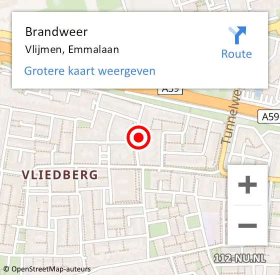 Locatie op kaart van de 112 melding: Brandweer Vlijmen, Emmalaan op 9 juni 2016 11:04